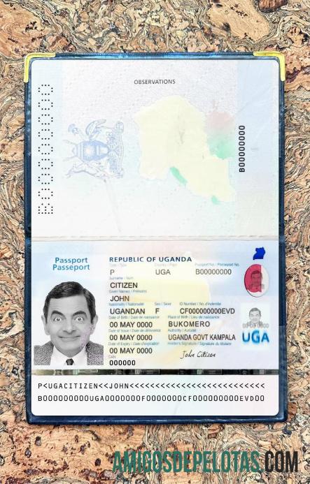 Passaporte de Uganda 2023 presente Photolook exemplo real